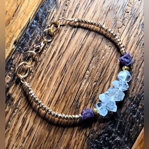 Artisan Alchemy:  True Raw Rubies & Double Terminated Herkimer Diamond Bracelet
